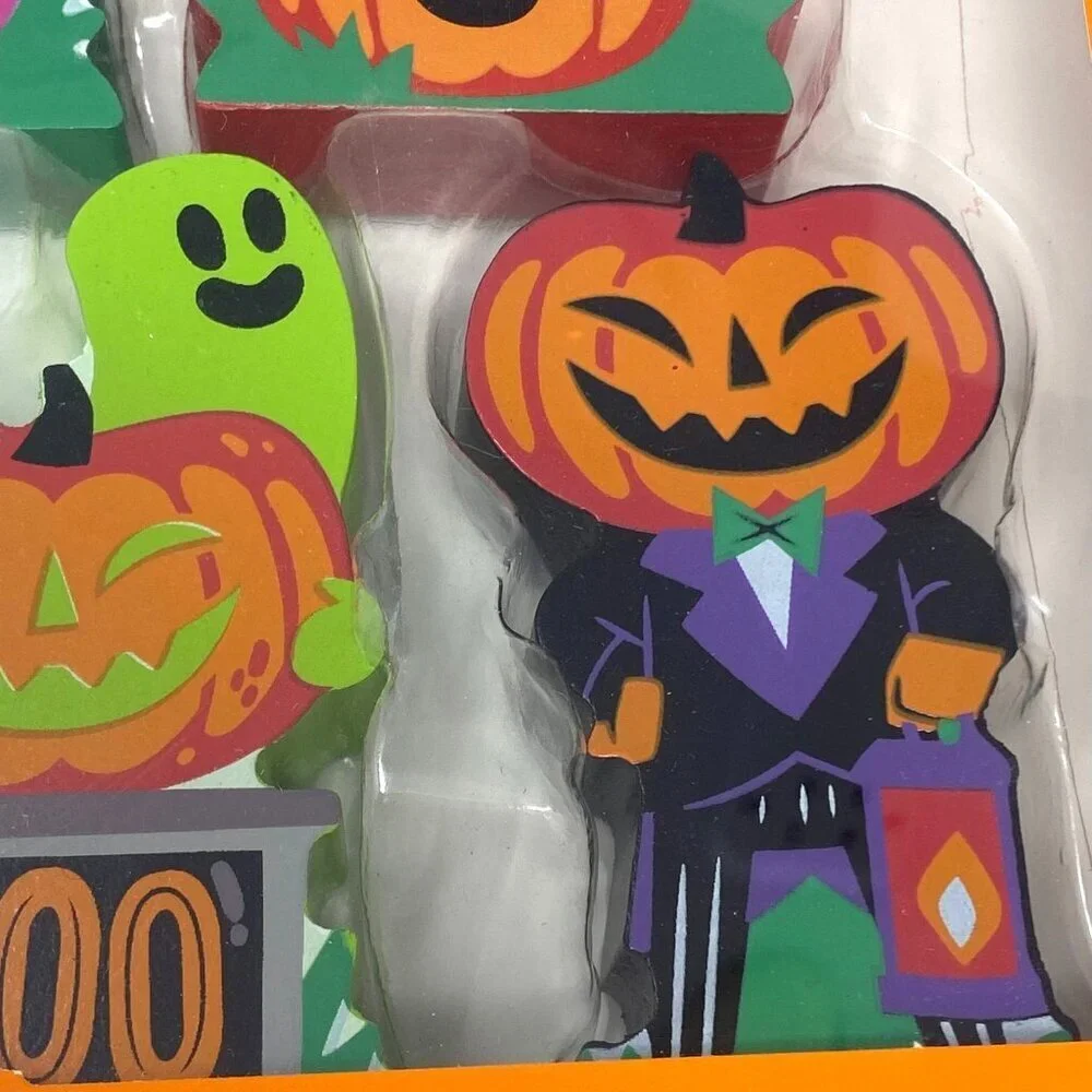 Target Hyde & EEK! Wood Pumpkins Mini Mantel Halloween Decorative Figurine Set